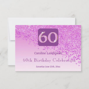 Chic 60 Birthday Pink Glitter RSVP