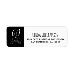 Chic 60 Sassy Black White 60th Return Address