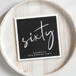 Chic 60th Birthday Party Black Napkin<br><div class="desc">Chic black napkins for your 60th birthday party featuring "sixty" in a large white script.</div>