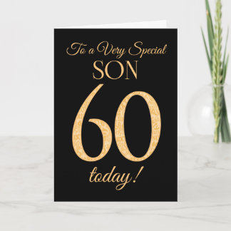 Chic 60th Gold-effect on Black, for Son Birthday Card