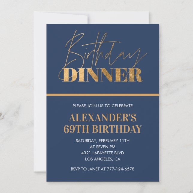 Chic 69th birthday invitation Birthday Dinner (Front)