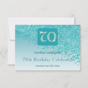 Chic 70 Birthday Teal Blue Glitter RSVP