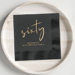 Chic 70th Birthday Party Foil Napkins<br><div class="desc">Elevate her 60th birthday party with these chic foil-stamped napkins in your choice of gold,  silver or rose gold foil,  and featuring "sixty" in a stylish script and her name in modern lettering, </div>