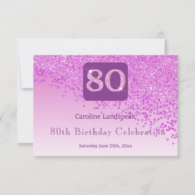 Chic 80 Anniversaire Parties scintillant rose RSVP (Devant)
