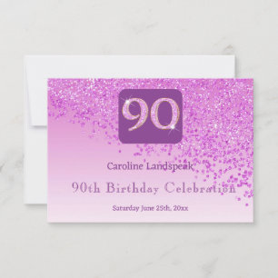 Chic 90 Birthday Pink Glitter RSVP