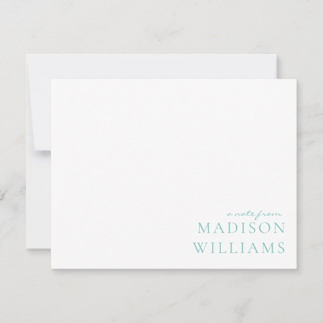 Chic A Note From Script Typography Teal Note Card (Front)