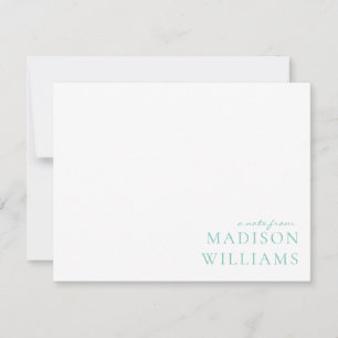 Chic A Note From Script Typography Teal Note Card