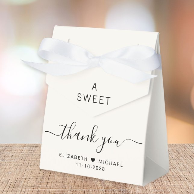 Chic A Sweet Thank You Cream Wedding Favor Box (Creator Uploaded)