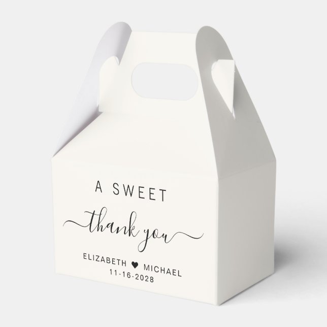 Chic A Sweet Thank You Cream Wedding Favor Box (Front Side)
