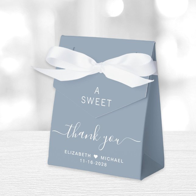 Chic A Sweet Thank You Dusty Blue Wedding Favor Box (Creator Uploaded)