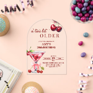 Chic A Tini Bit Older Cherry Martini 26th Birthday Acrylic Invitations