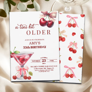 Chic A Tini Bit Older Cherry Martini 35th Birthday Invitation