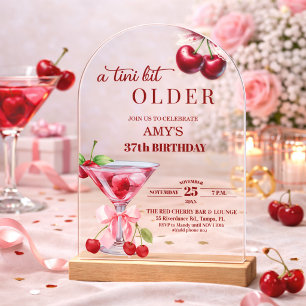 Chic A Tini Bit Older Cherry Martini 37th Birthday Acrylic Invitations