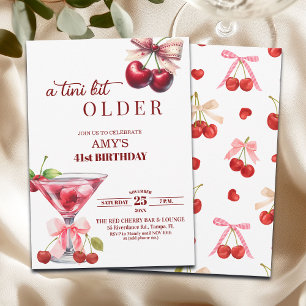 Chic A Tini Bit Older Cherry Martini 41st Birthday Invitation