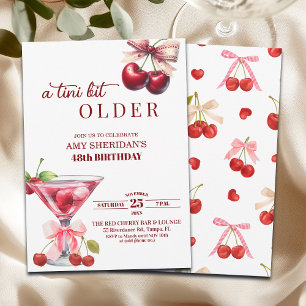 Chic A Tini Bit Older Cherry Martini 48th Birthday Invitation