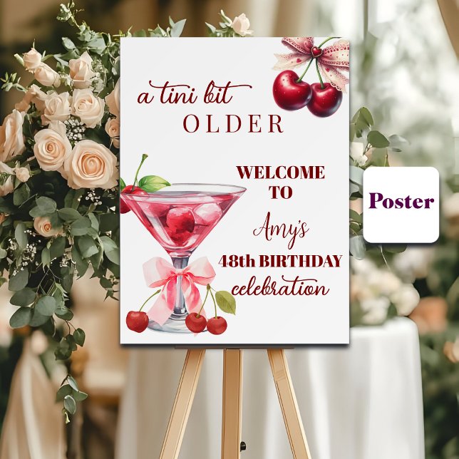 Chic A Tini Bit Older Cherry Martini 48th Birthday Poster (Creator Uploaded)