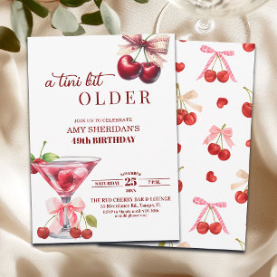 Chic A Tini Bit Older Cherry Martini 49th Birthday Invitation