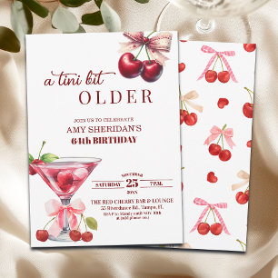 Chic A Tini Bit Older Cherry Martini 64th Birthday Invitation
