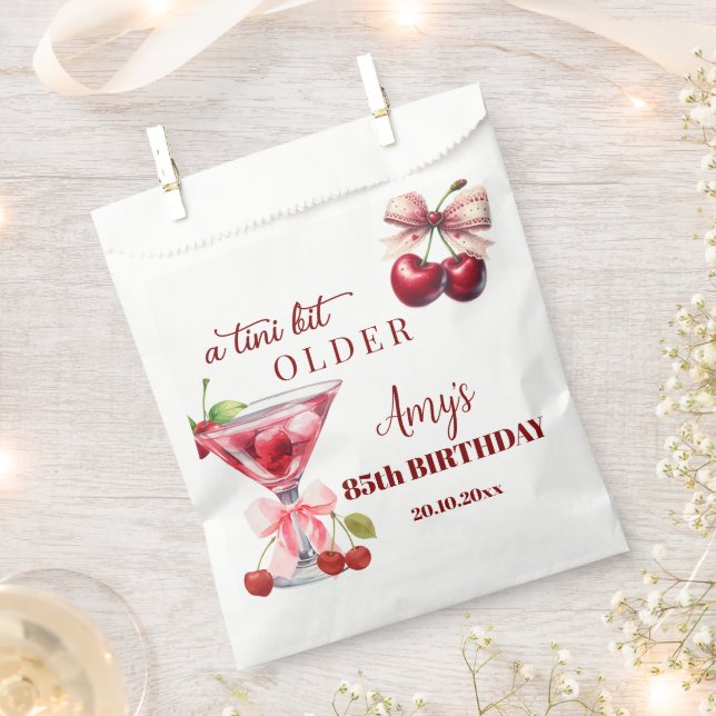 Chic A Tini Bit Older Cherry Martini 85th Birthday Favour Bag (Clipped)