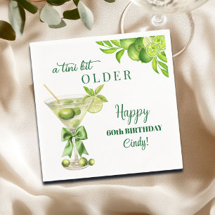 Chic A Tini Bit Older Lime Martini 60th Birthday Napkin