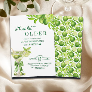 Chic A Tini Bit Older Lime Martini 91st Birthday Invitation
