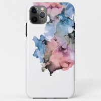 Chic Abstract alcohol ink ART blue pink gold white