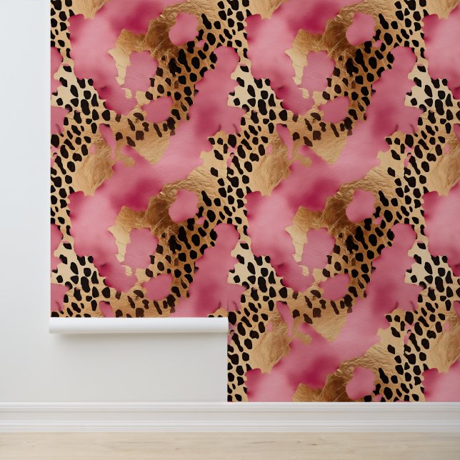 Chic Abstract Black Gold Pink Leopard   Wallpaper (Application)