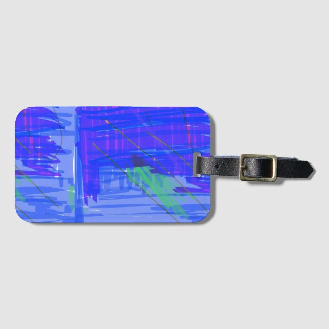 Chic Abstract Blue Luggage Tag (Front Horizontal)
