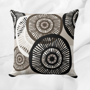 Chic Abstract Circle Pattern Neutral Throw Pillow