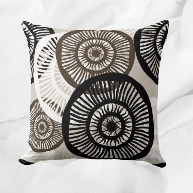 Chic Abstract Circle Pattern Neutral Throw Pillow (Creator Uploaded)