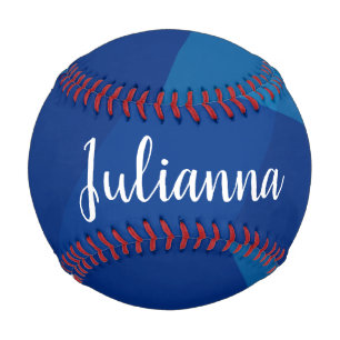 Chic Abstract Geometric Blue Ombre Personalized Baseball