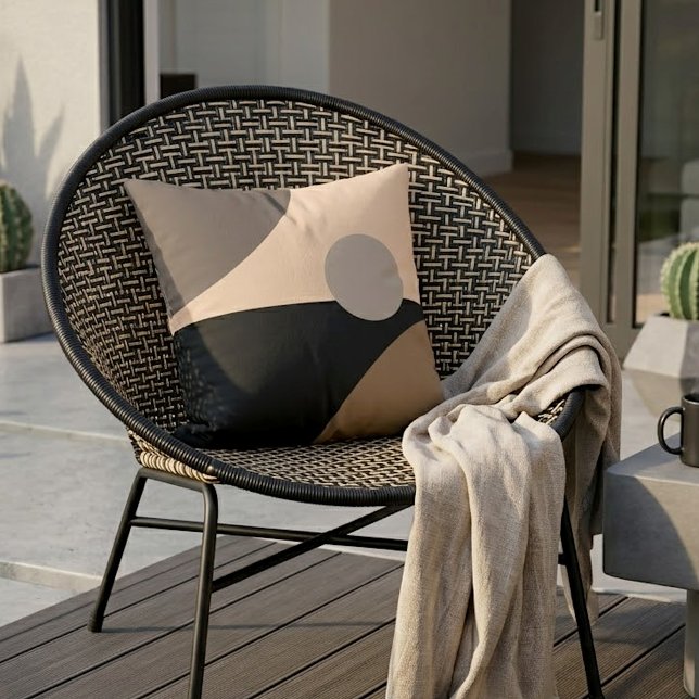 Chic Abstract Geometric Circles Art Pattern Outdoor Pillow (Creator Uploaded)