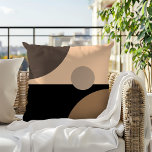 Chic Abstract Geometric Circles Art Pattern Outdoor Pillow<br><div class="desc">Beautiful contemporary tan,  dark brown,  taupe and ivory colored round circles pattern on a black background. Ornate,  elegant,  stylish and eclectic design for the fancy artistic fashionista,  the artsy fashion diva,  popular hip trendsetter,  vintage retro art style and abstract digital geometric motif lover.</div>