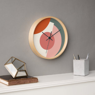Chic Abstract Geometric Circles Mosaic Art Pattern Clock