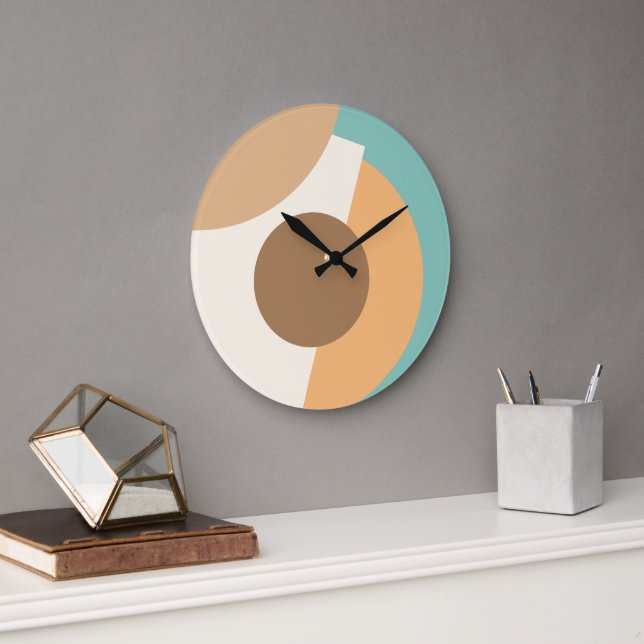 Chic Abstract Geometric Circles Mosaic Art Pattern Large Clock (Office)