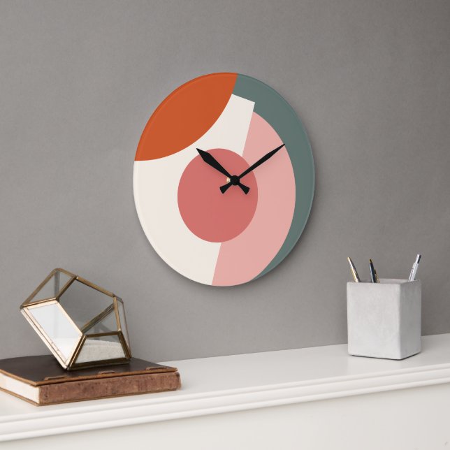Chic Abstract Geometric Circles Mosaic Art Pattern Large Clock (Office)
