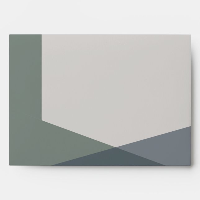 Chic Abstract Geometric Sage Navy Dusty Blue  Envelope (Front)
