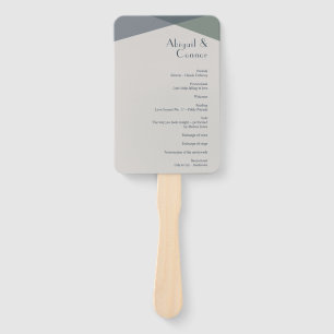 Chic Abstract Geometric Sage Navy Dusty Blue  Prog Hand Fan