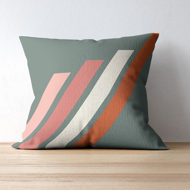 Chic Abstract Geometric Stripes Mosaic Art Pattern Throw Pillow (Creator Uploaded)