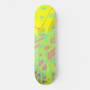 Chic Abstract Gold Butterfly Yellow Violet Skateboard