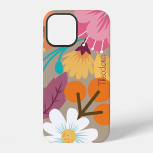 Chic Abstract Gold Leaf Colourful Flower iPhone 12 Case