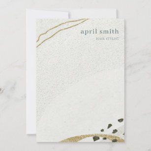 Chic Abstract Ivory Gold Black Gray Stone Texture  Card
