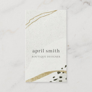 Chic Abstract Ivory Gold Black Grey Stone Texture Business Card