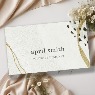 Chic Abstract Ivory Gold Black Grey Stone Texture  Business Card