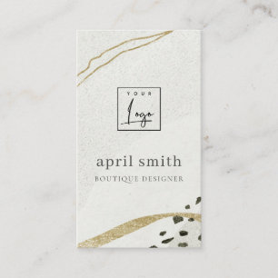 Chic Abstract Ivory Gold Black Grey Stone Texture  Business Card