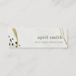 Chic Abstract Ivory Gold Black Grey Stone Texture  Mini Business Card
