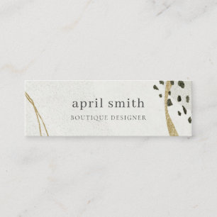 Chic Abstract Ivory Gold Black Grey Stone Texture Mini Business Card