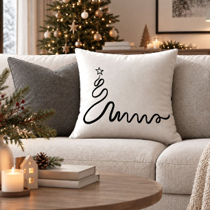Chic Abstract Line Christmas Tree Accent Pillow