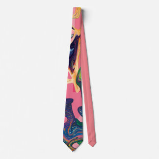 Chic abstract marble art on pink neck tie