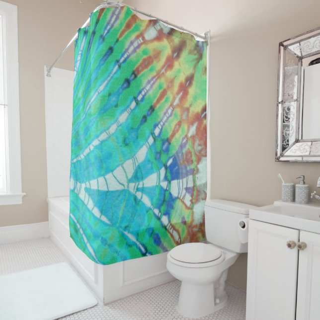 Chic Abstract Modern Boho Teal Brown Batik Tie Dye (In Situ)